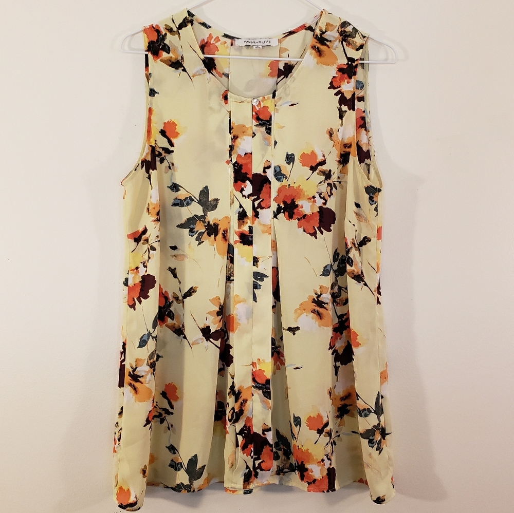 Rose + Olive Floral Tank